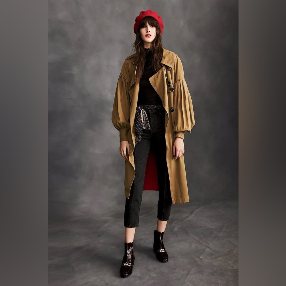 Free People Balloon Sleeve Oversized Trench Coat Sz XS